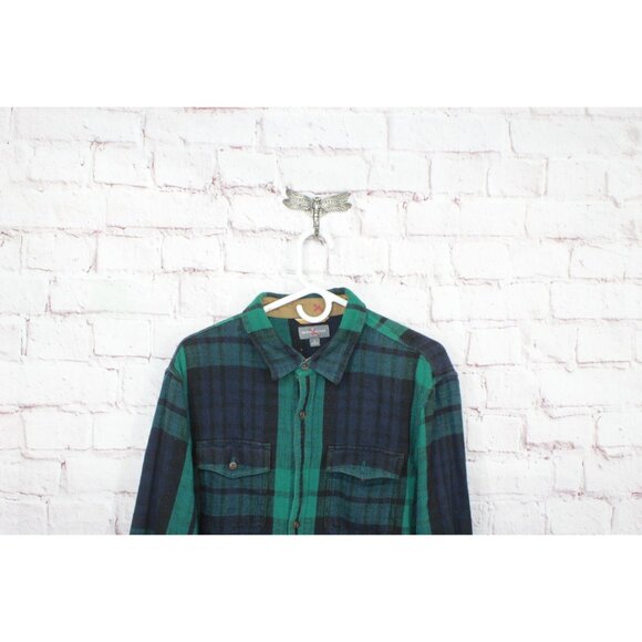 LL Bean Signature Heritage Textured Flannel Shirt Admiral Navy Size L - Picture 2 of 12